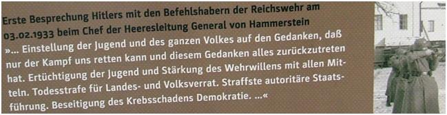 Hitlers am 3. Februar 1933 verkündeten Absichten